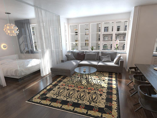 modern abstract area rug low pile living room