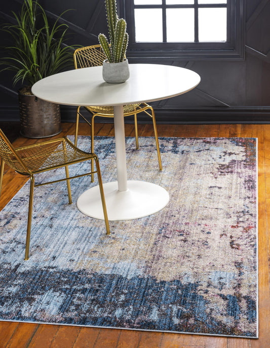 area rug modern blue gray living room durable