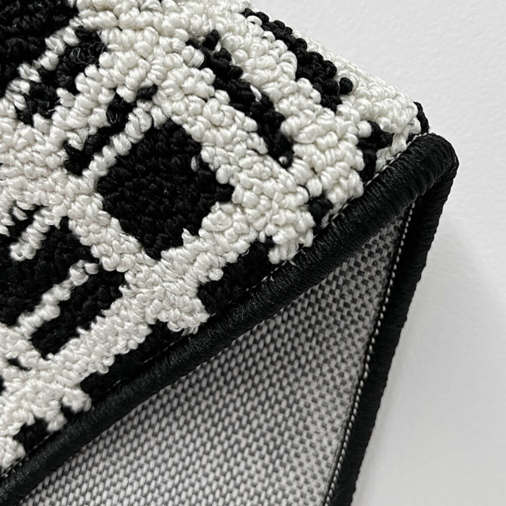 Area Rug - Bohemian, Black and White Geometric Large Modern