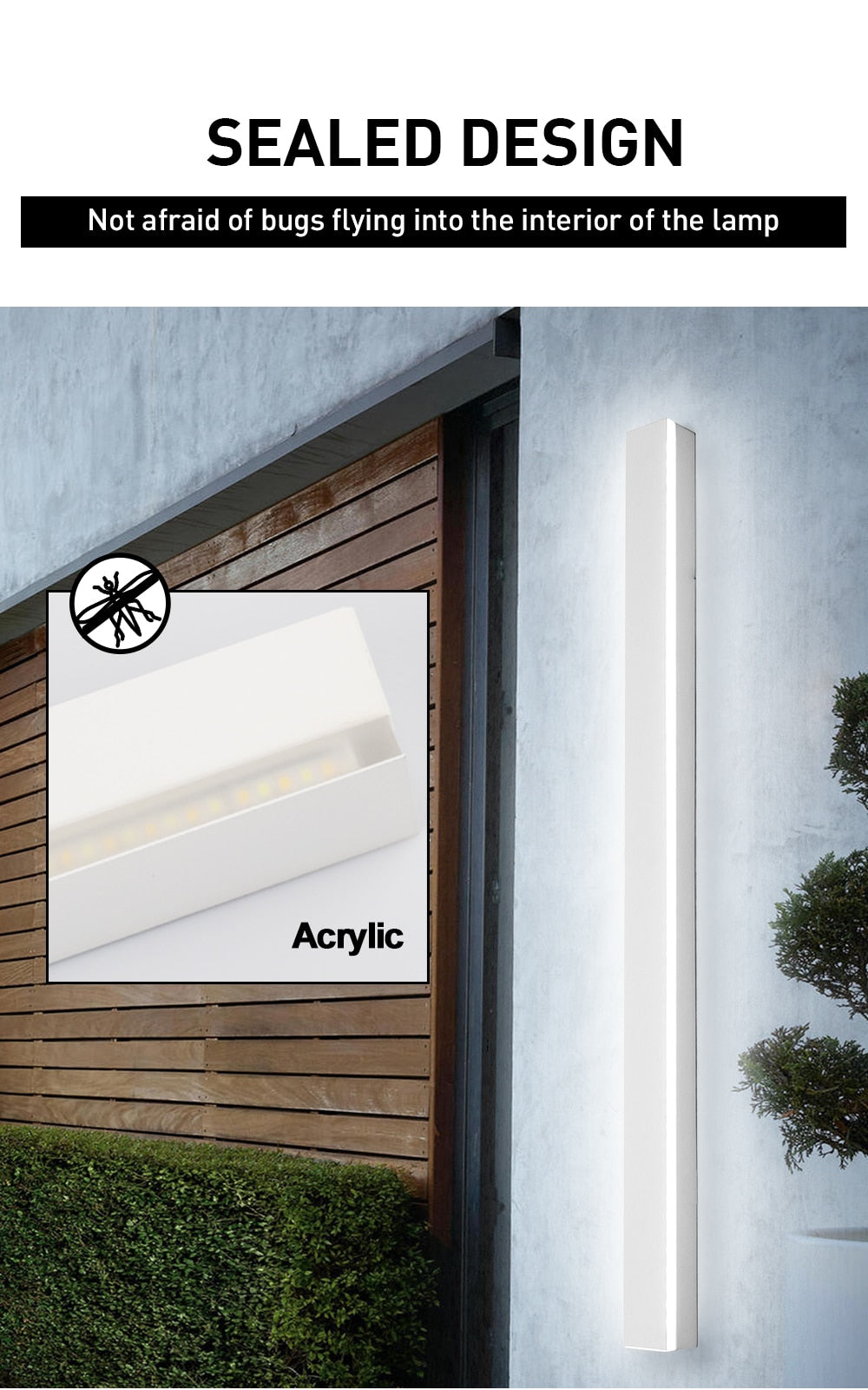 Outdoor Wall Light Modern Long Porch Garden Waterproof