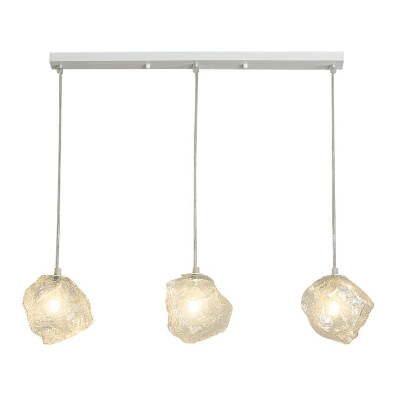 Glass Stone Pendant Hanging Lamp, Warm Ambient Light for Living Room Dining