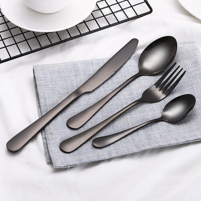 Cutlery Set – Stainless Steel, Matte Black Cutlery