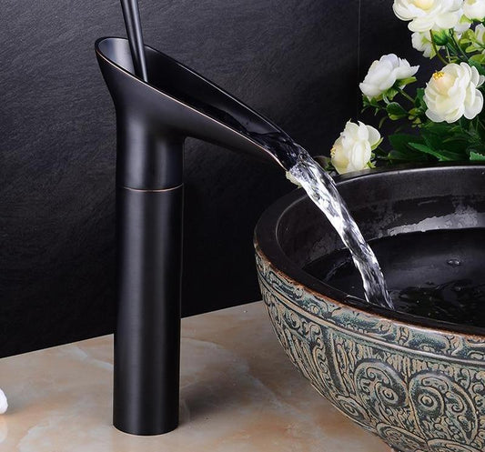 bathroom faucet waterfall single handle brass luxury