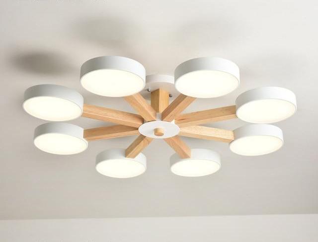 Luxury Multi-Stem Chandelier, Metal Wood Acrylic Fan Light for Living Room