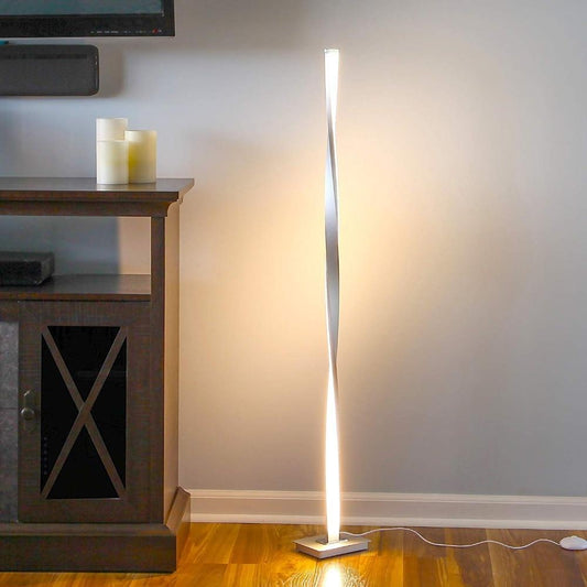 Floor Lamp – LED Twist Plated Iron 48", Living Room
