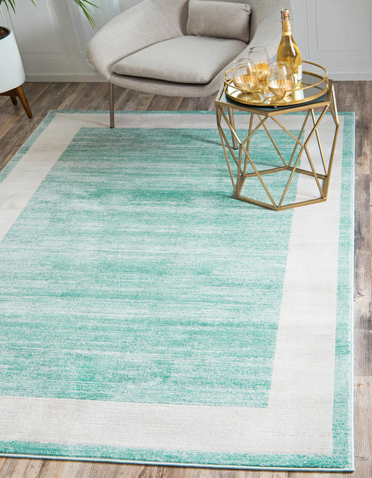 modern border area rug living room dining decor