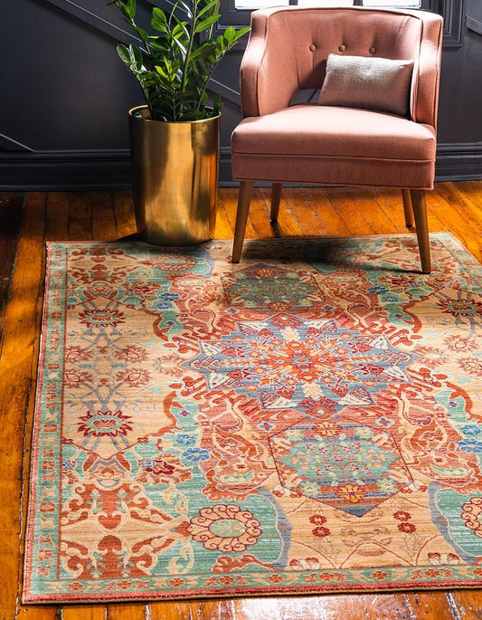 area rug vintage pattern soft living room decor