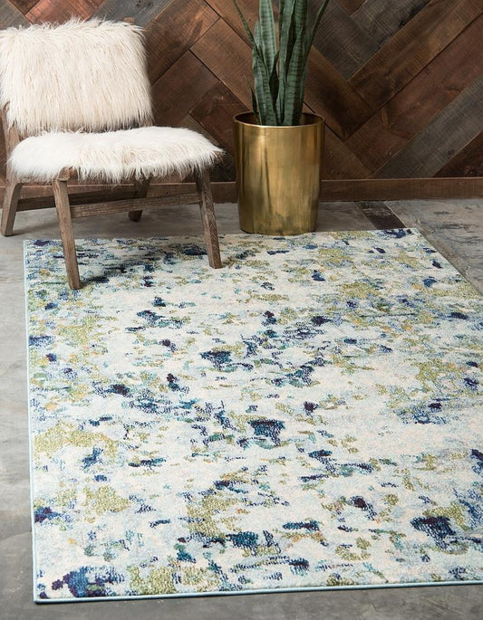 art deco area rug multi-color geometric living room