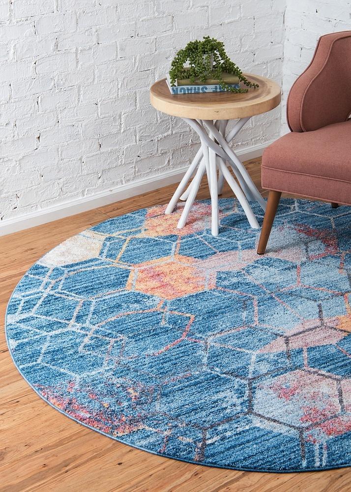 Area Rug – Modern, Hexagon Pattern Color Blend