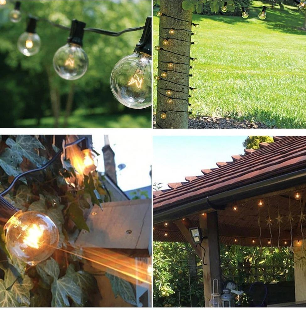 Weatherproof Connectable G40 String Lights, LED Bulbs for Patio Backyard