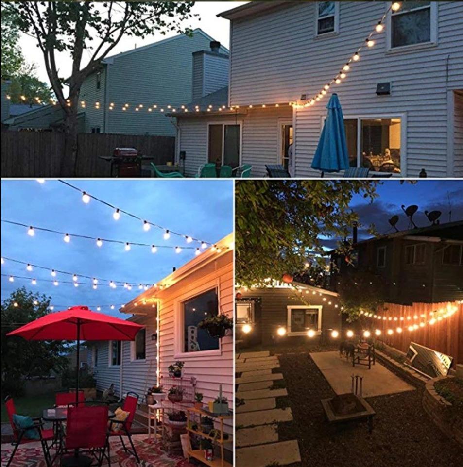 Weatherproof Connectable G40 String Lights, LED Bulbs for Patio Backyard