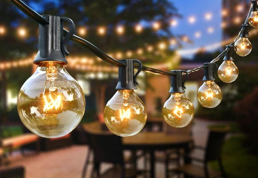 Weatherproof Connectable G40 String Lights, LED Bulbs for Patio Backyard