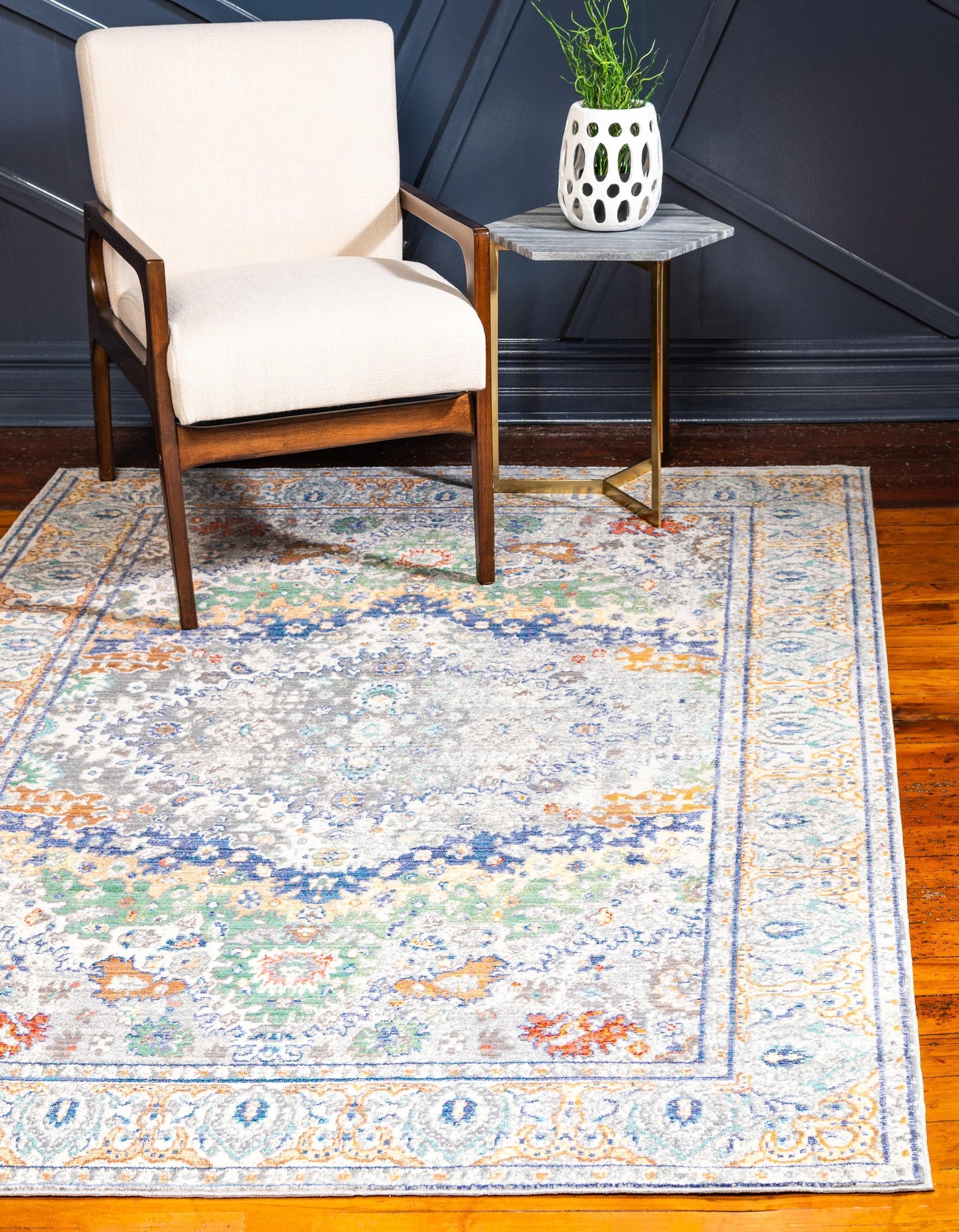 Area Rug – Vintage, Gray & Blue Area