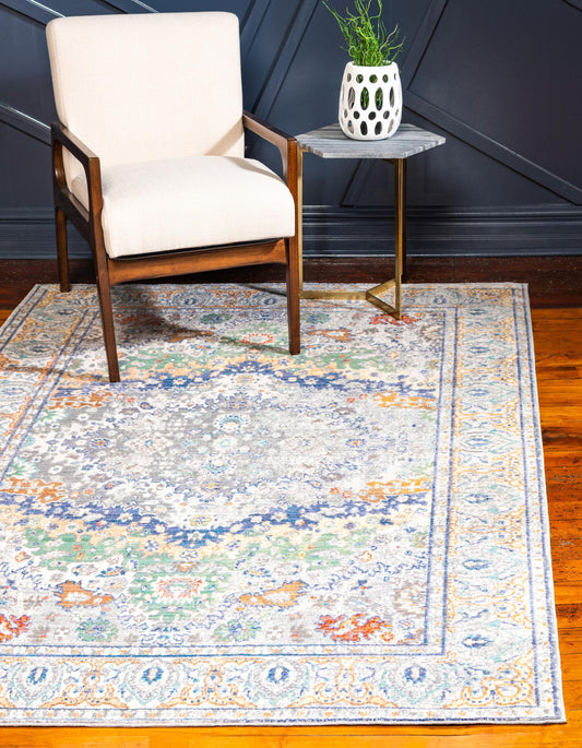 area rug vintage gray blue living room bedroom