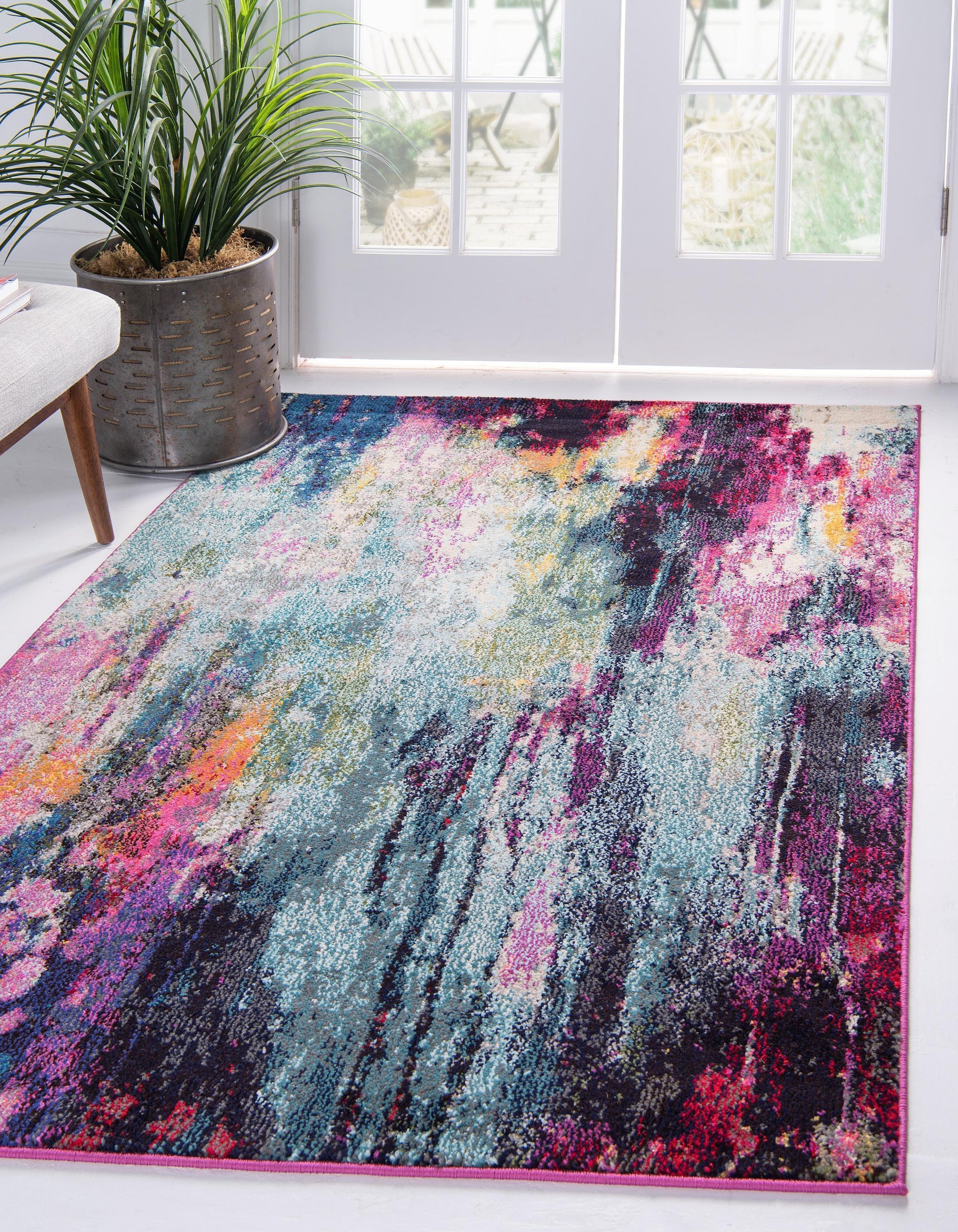 area rug modern watercolor purple abstract