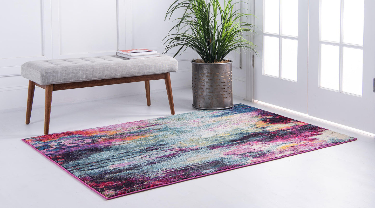 Area Rug Modern Watercolor Purple Abstract