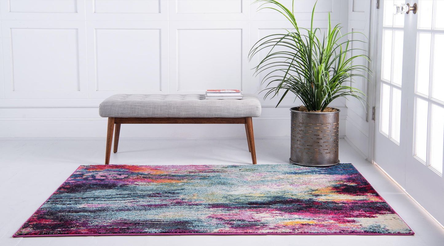 Area Rug Modern Watercolor Purple Abstract
