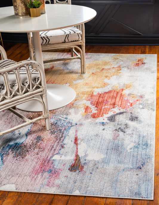 area rug modern abstract living room multi-color