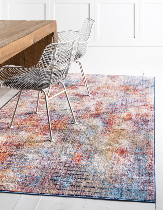 area rug modern faded grid soft living room