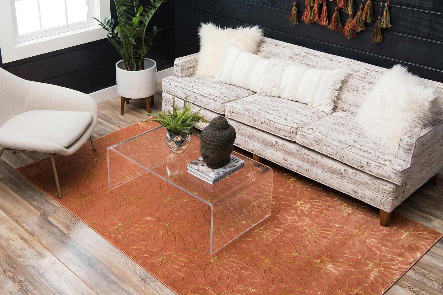 Area Rug – Modern, Lotus Flower Pattern Luxury