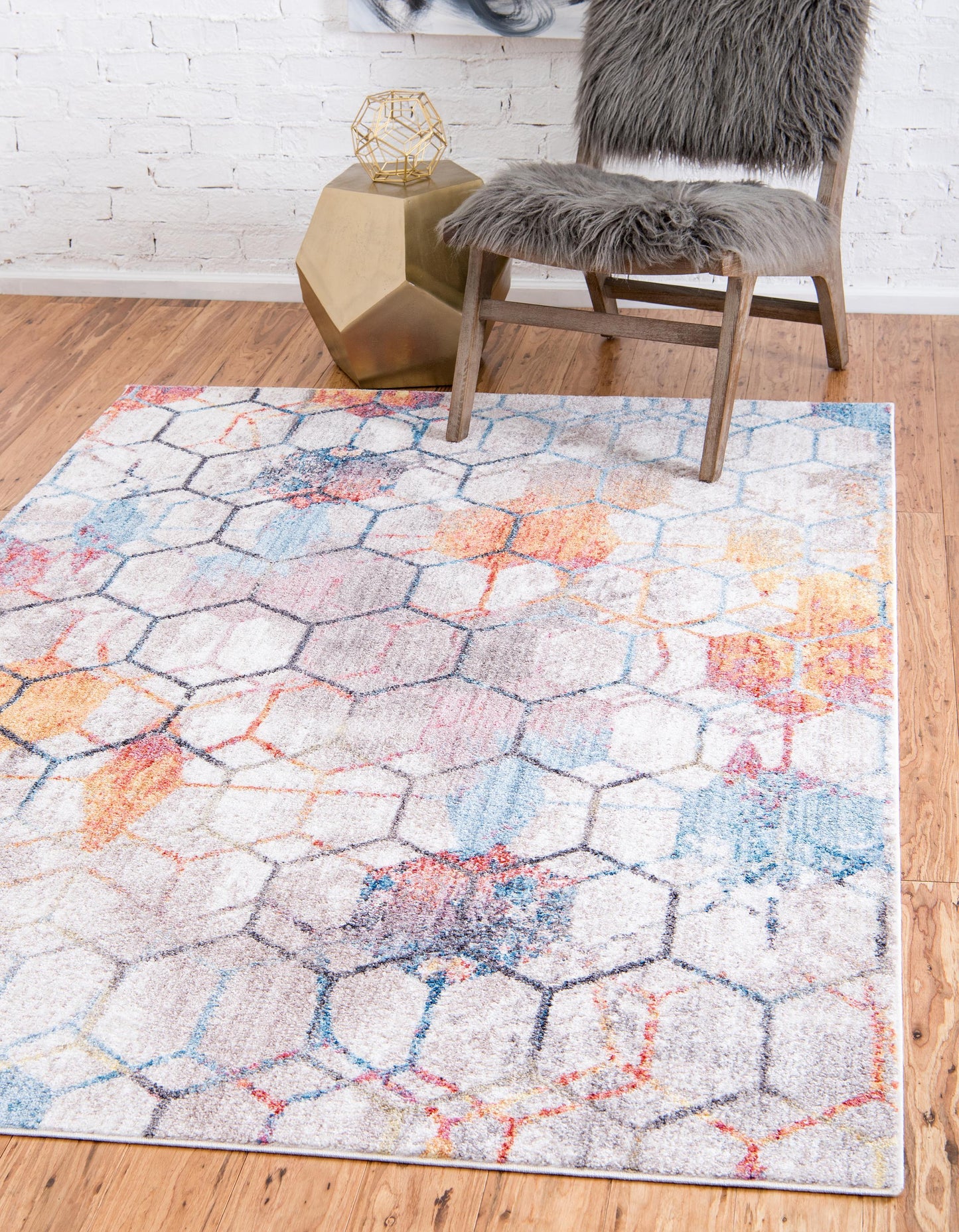 Area Rug – Modern, Hexagon Pattern Color Blend