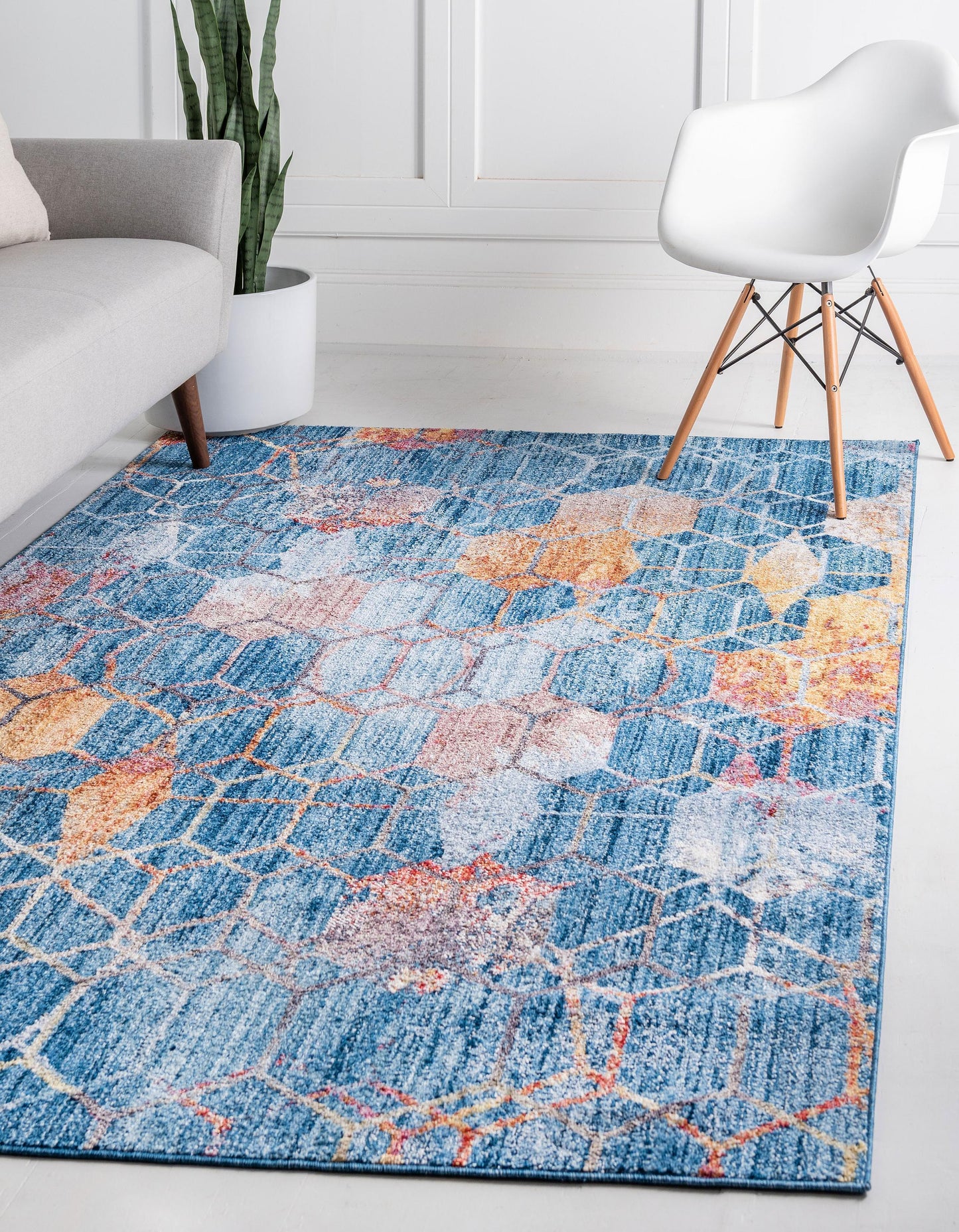 Area Rug – Modern, Hexagon Pattern Color Blend