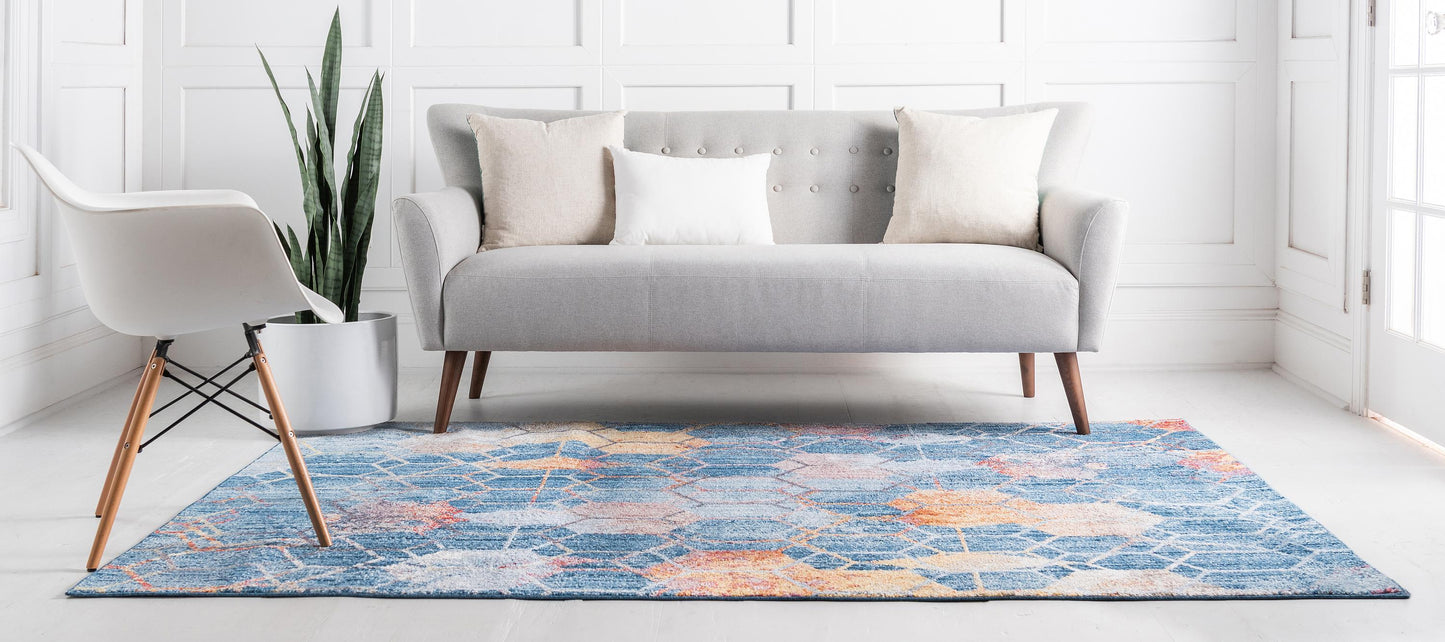 Area Rug – Modern, Hexagon Pattern Color Blend