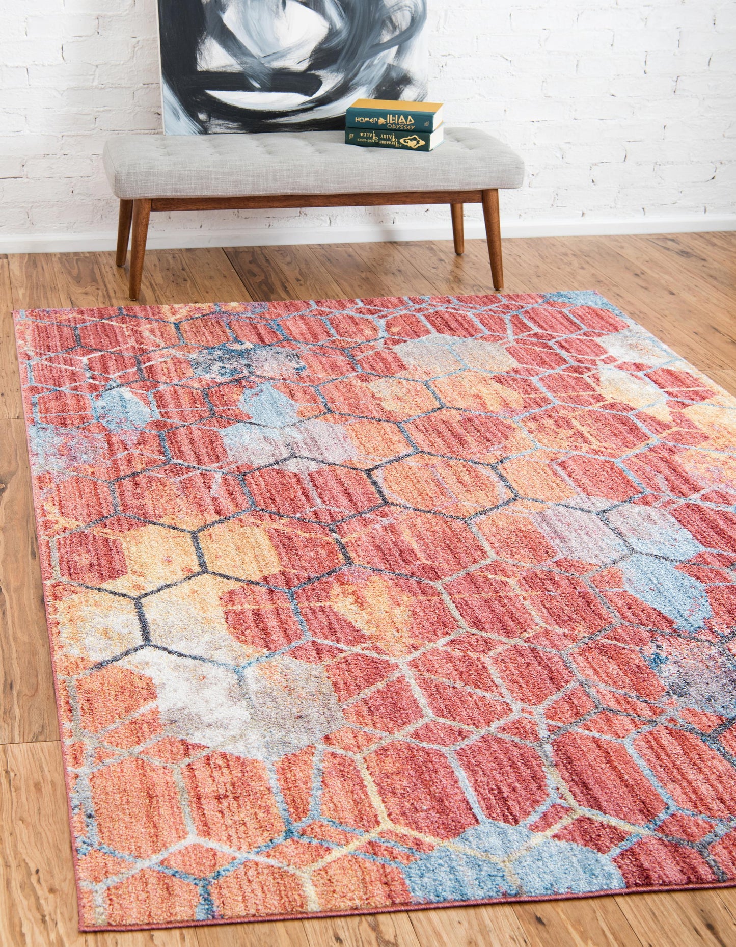 Area Rug – Modern, Hexagon Pattern Color Blend