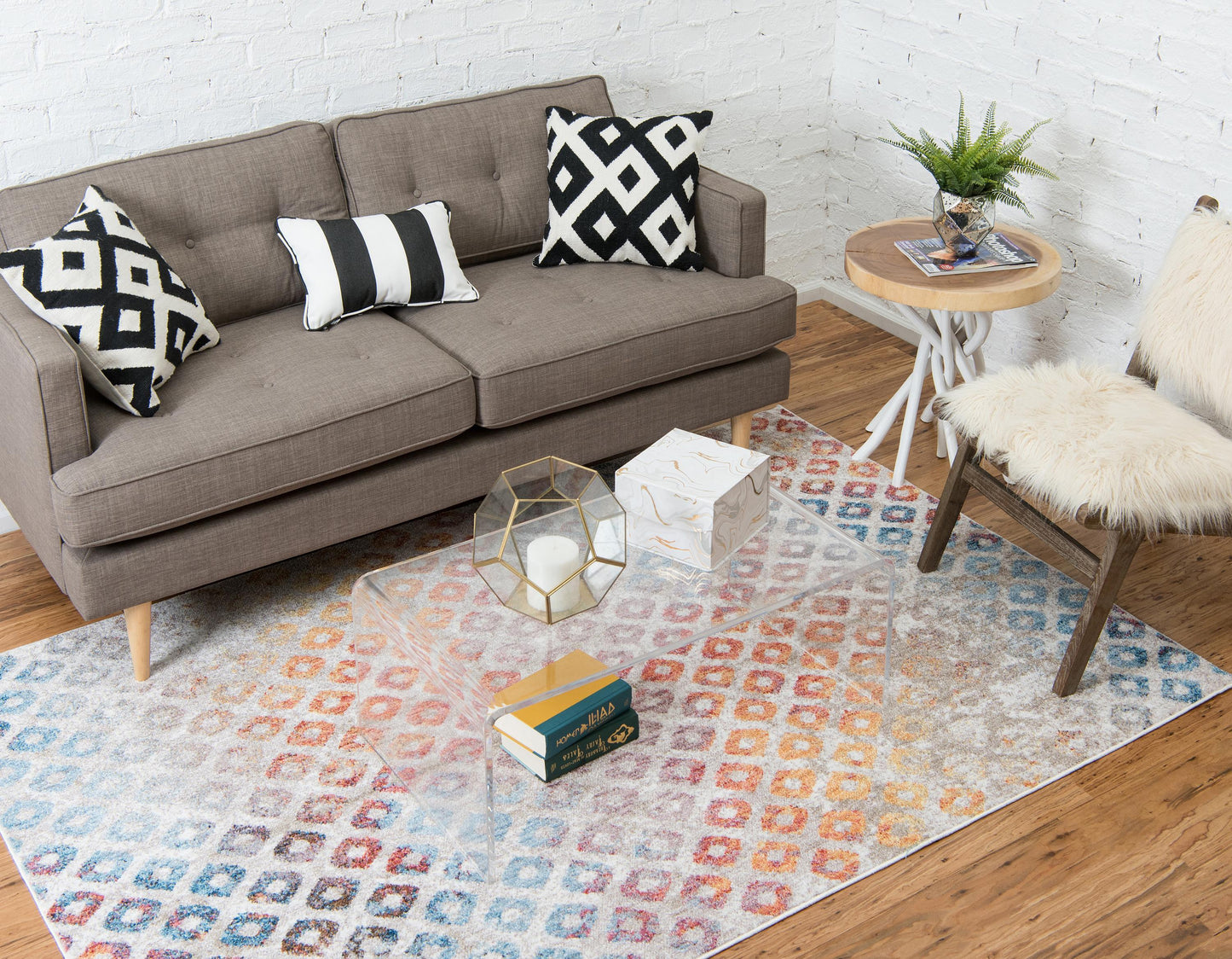 Area Rug – Rainbow Square Pattern