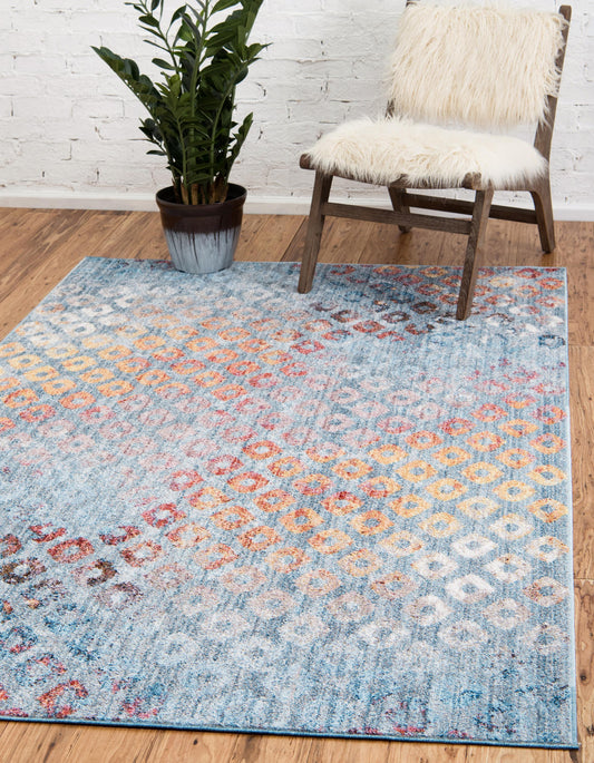 modern rainbow square pattern area rug living room