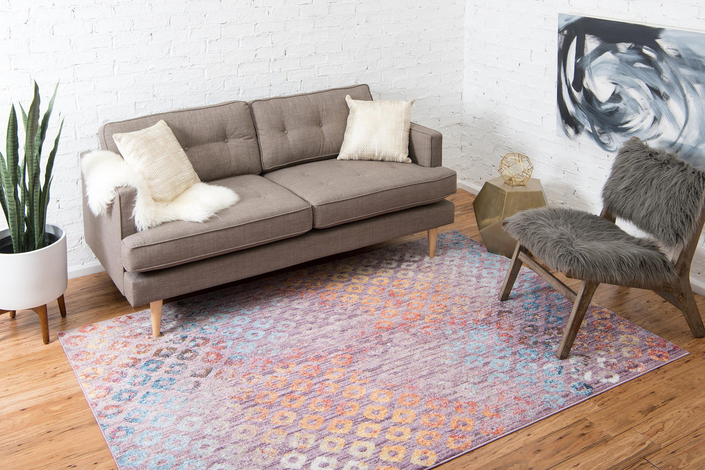 Area Rug – Rainbow Square Pattern