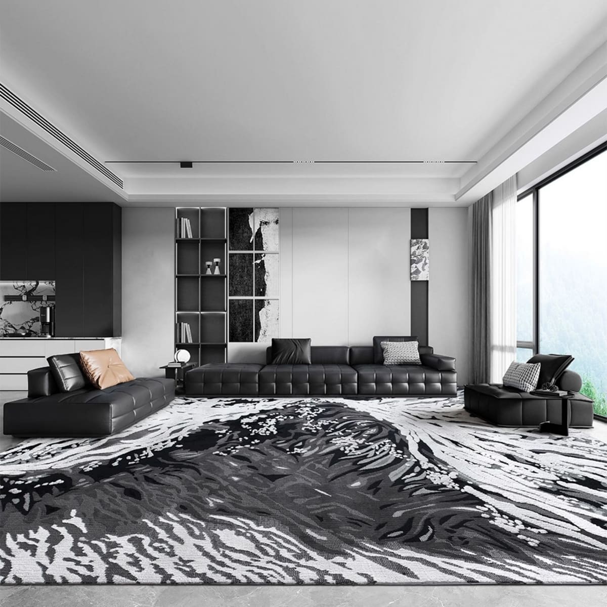 Area Rug - Bohemian, Abstract Area — Modern 3D Low-Pile
