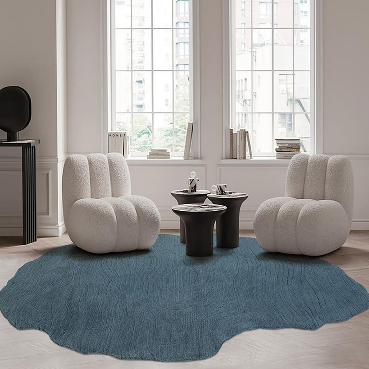 Area Rug - Bohemian, Abstract Blue – Hand-Tufted Organic