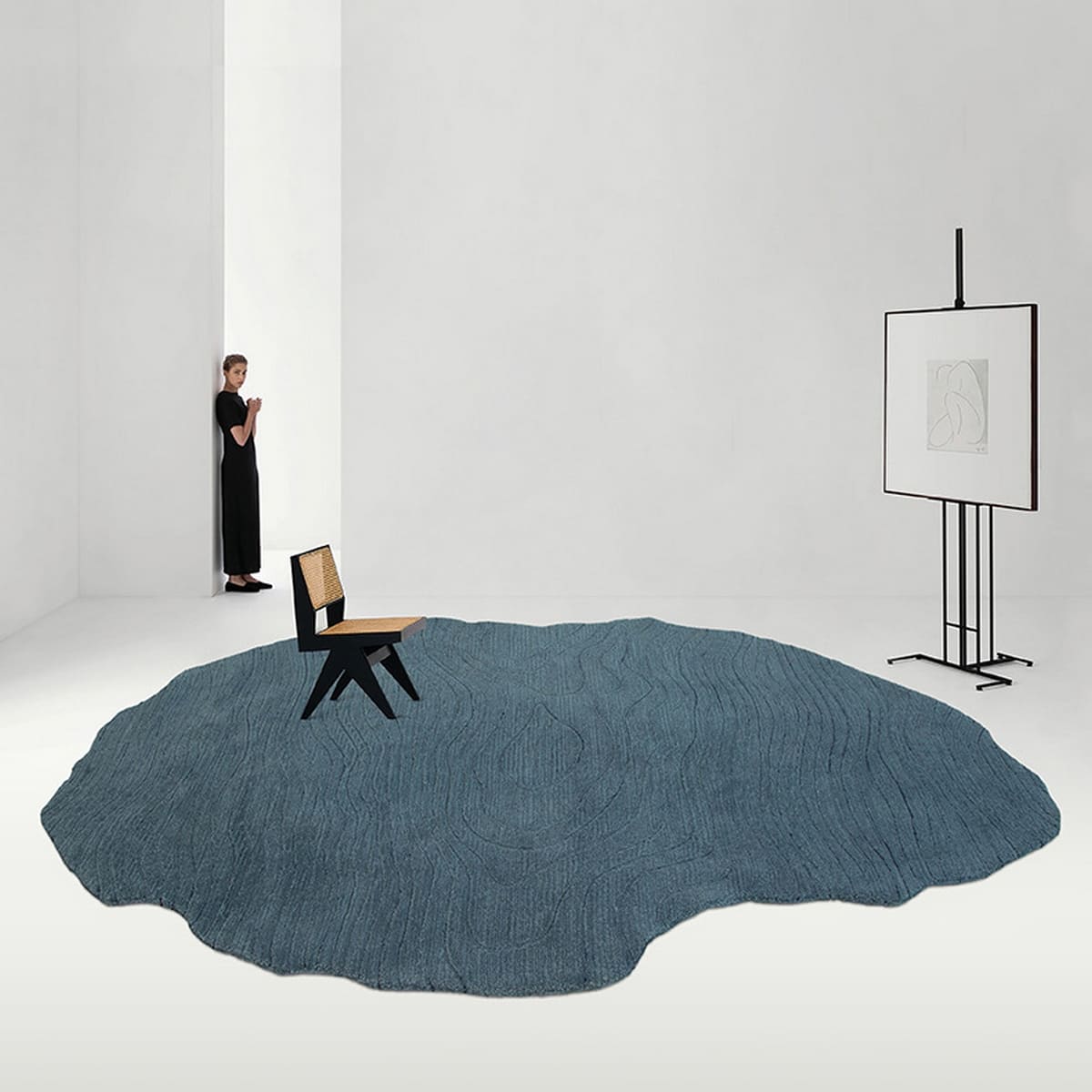 Area Rug - Bohemian, Abstract Blue – Hand-Tufted Organic