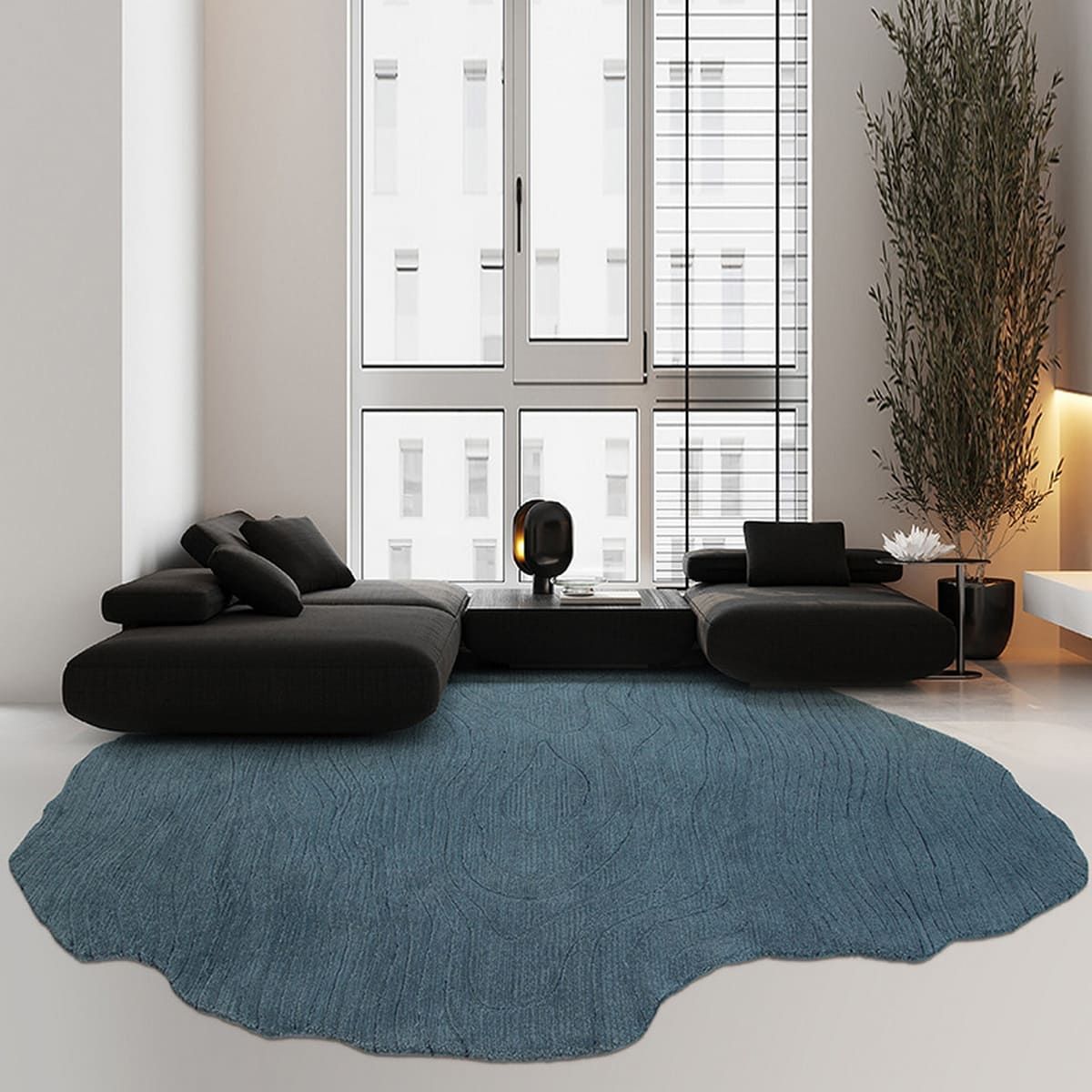 Area Rug - Bohemian, Abstract Blue – Hand-Tufted Organic