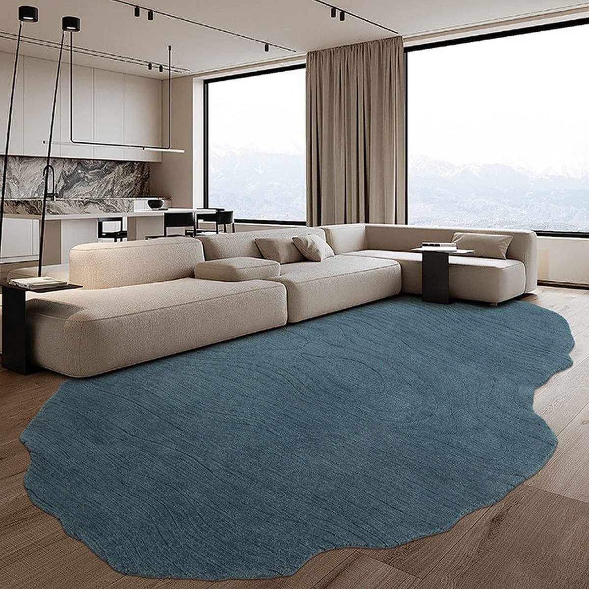 Area Rug - Bohemian, Abstract Blue – Hand-Tufted Organic