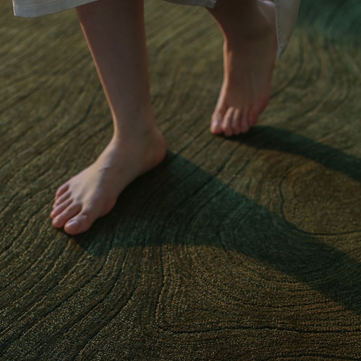 Area Rug - Bohemian, Abstract – Sculptural Dark Green Floor