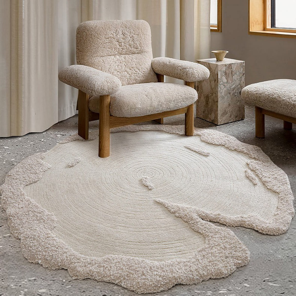 Area Rug - Bohemian, Art Deco – Sculpted Wool Blend Unique