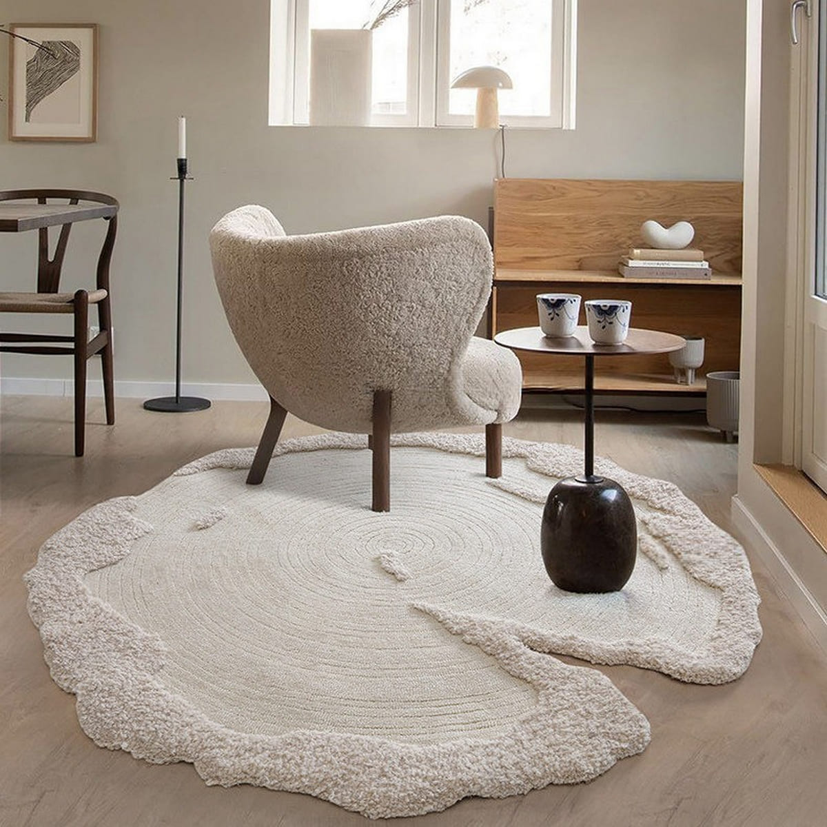 Area Rug - Bohemian, Art Deco – Sculpted Wool Blend Unique