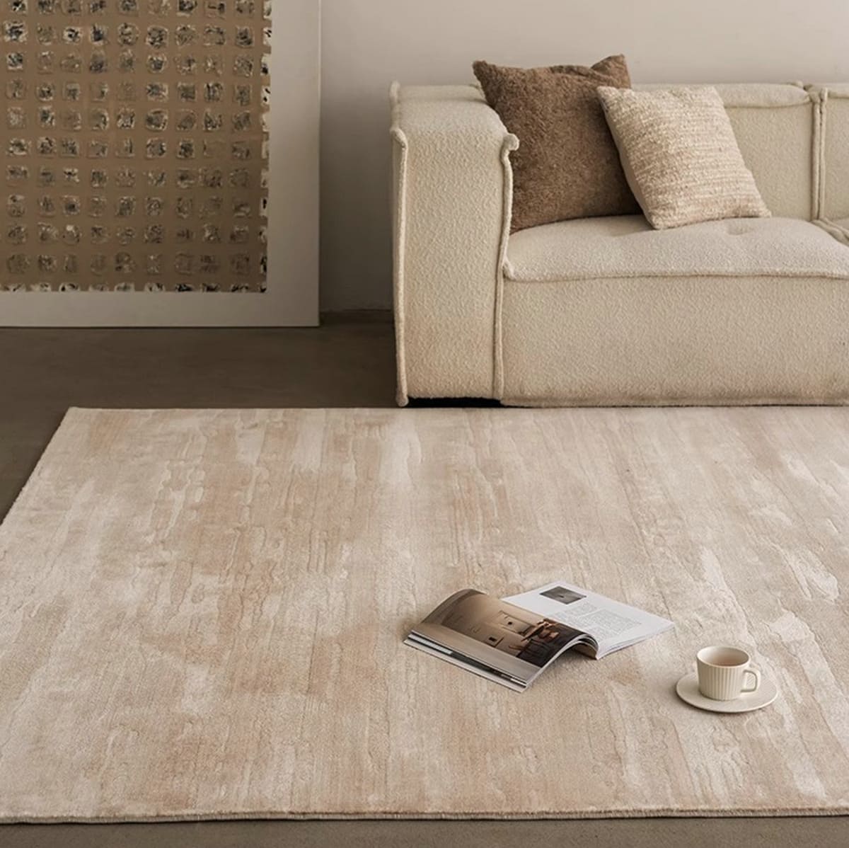 Area Rug - Bohemian, Beige – Soft Microfiber Durable Warm