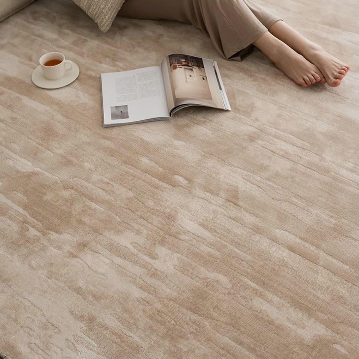 Area Rug - Bohemian, Beige – Soft Microfiber Durable Warm