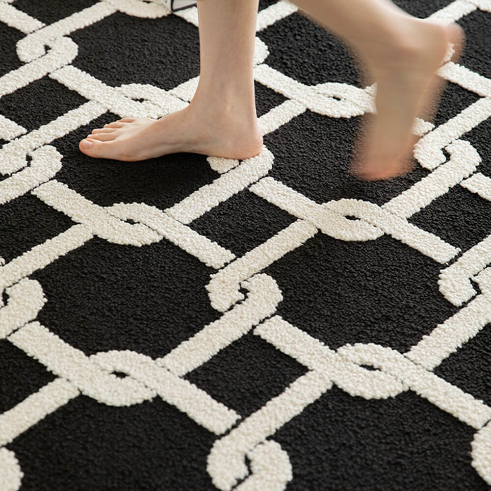 Area Rug - Bohemian, Black And White Area Creative Abstract
