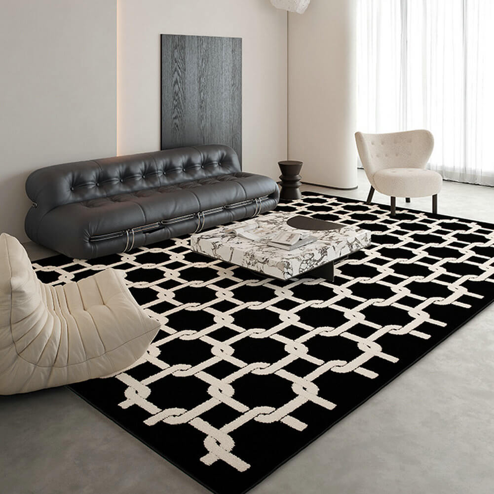 Area Rug - Bohemian, Black And White Area Creative Abstract