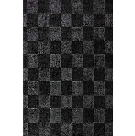 area rug bohemian checkered black modern living room