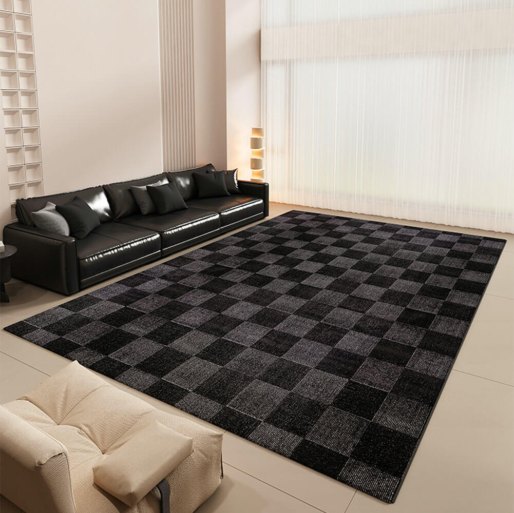 Area Rug - Bohemian, Black Area – Modern Checkered Unique