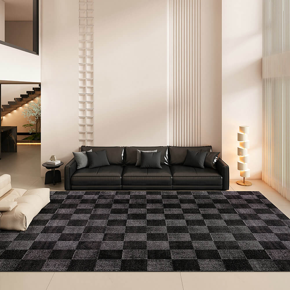 Area Rug - Bohemian, Black Area – Modern Checkered Unique