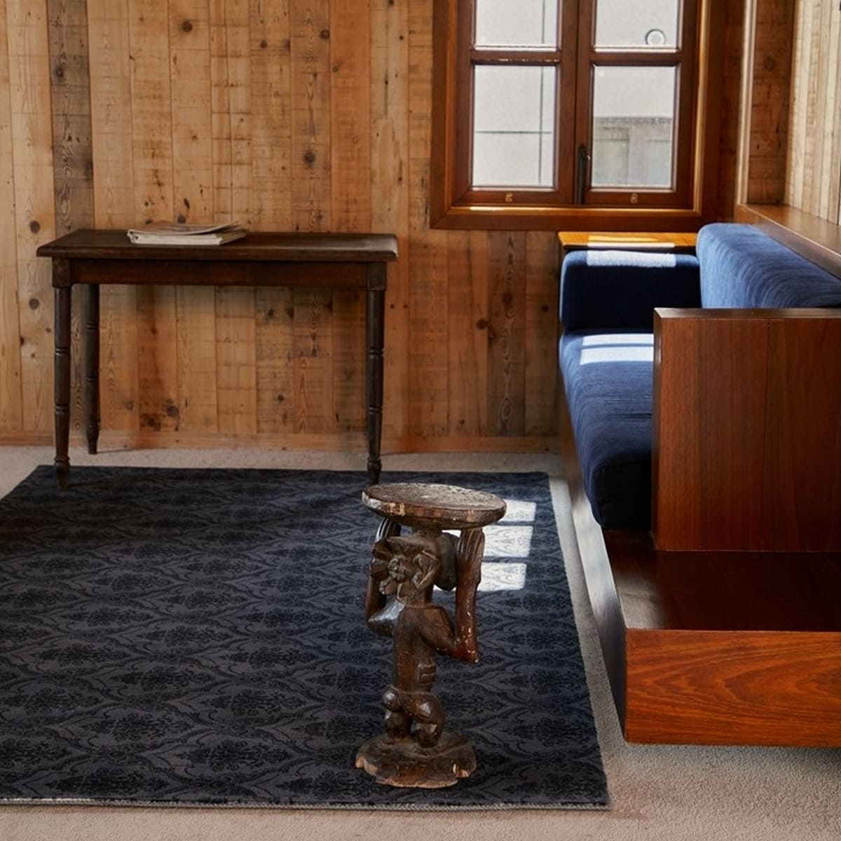Area Rug - Bohemian, Black – Vintage Damask Pattern