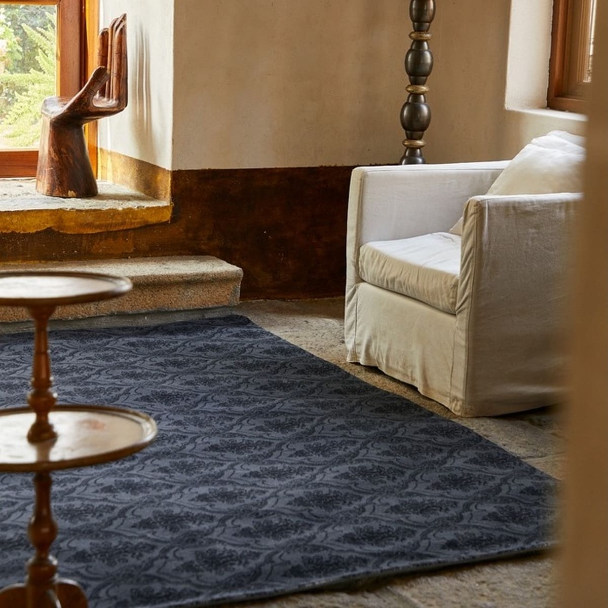 Area Rug - Bohemian, Black – Vintage Damask Pattern