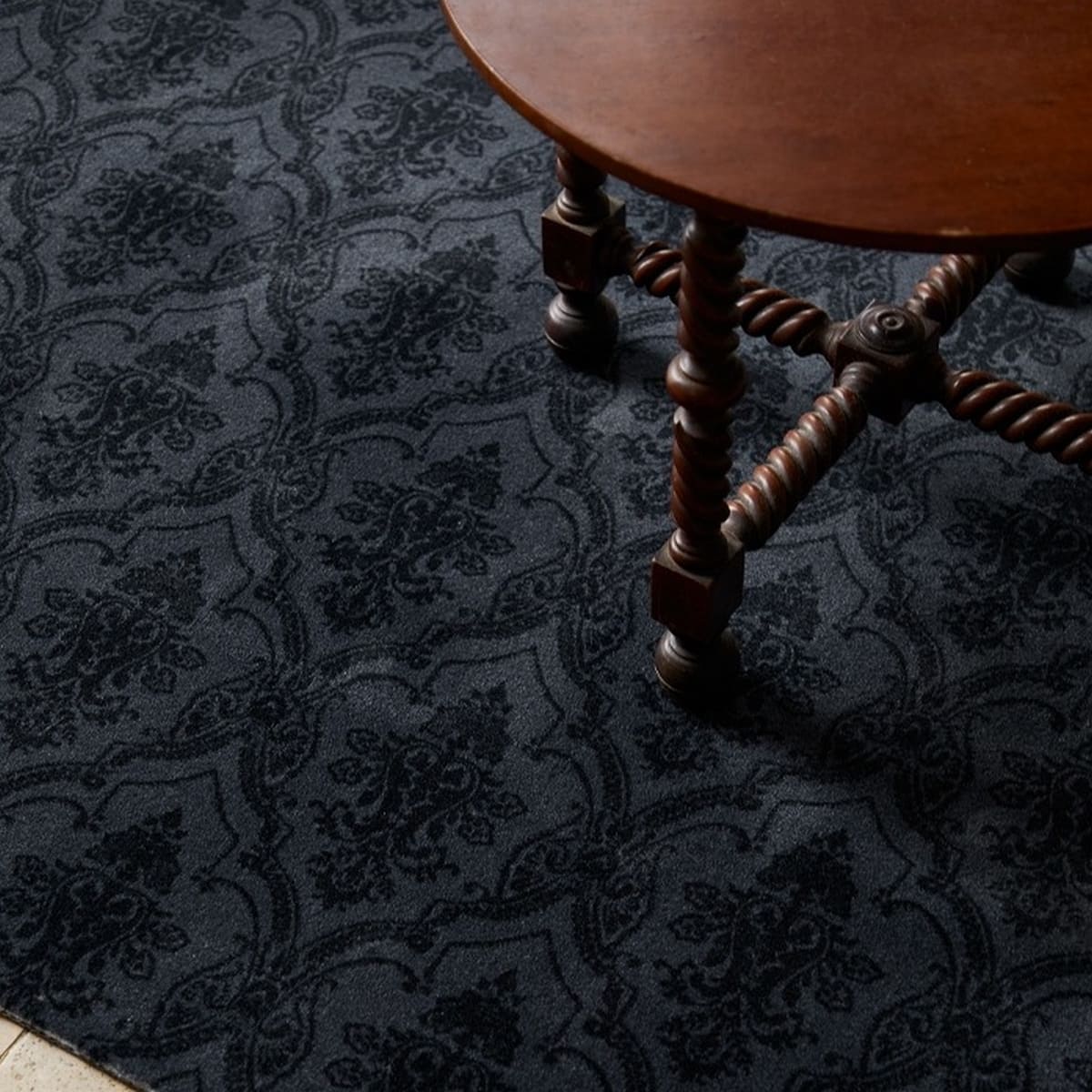 Area Rug - Bohemian, Black – Vintage Damask Pattern