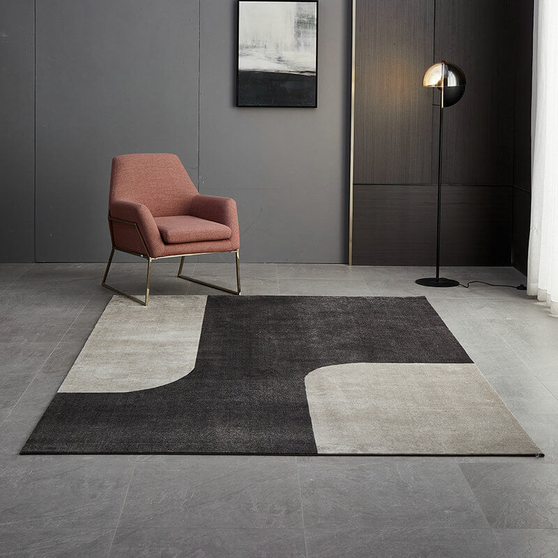 Area Rug - Bohemian, Black and Grey Abstract Pattern Design